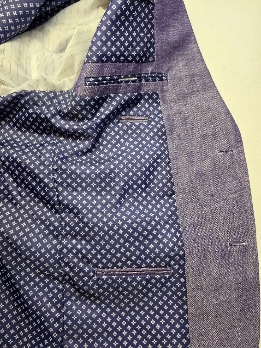 Alan Flusser Linen Cotton Purple Men's Blazer Jacket Sport Coat Two-Button